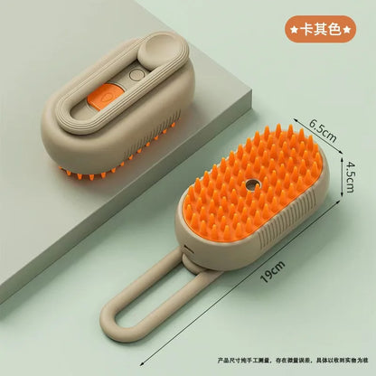 3-in-1 Electric Pet Grooming Steam Brush – Massage, Shedding & Spraying Tool