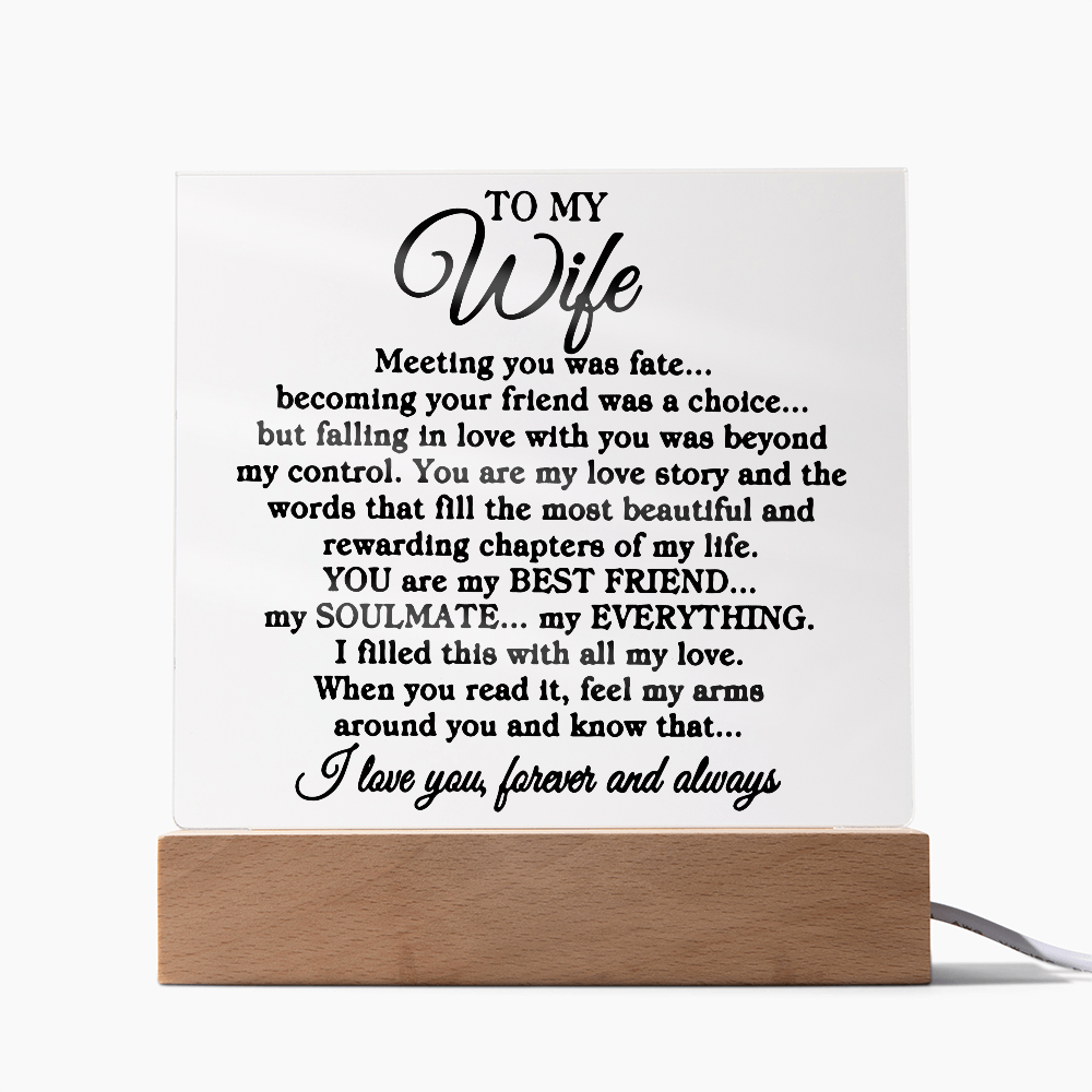 To My Wife "Meeting you" | Square Acrylic Plaque
