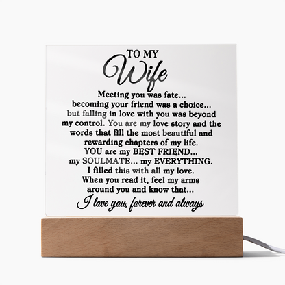 To My Wife "Meeting you" | Square Acrylic Plaque