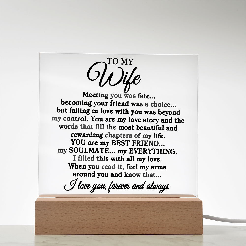 To My Wife "Meeting you" | Square Acrylic Plaque