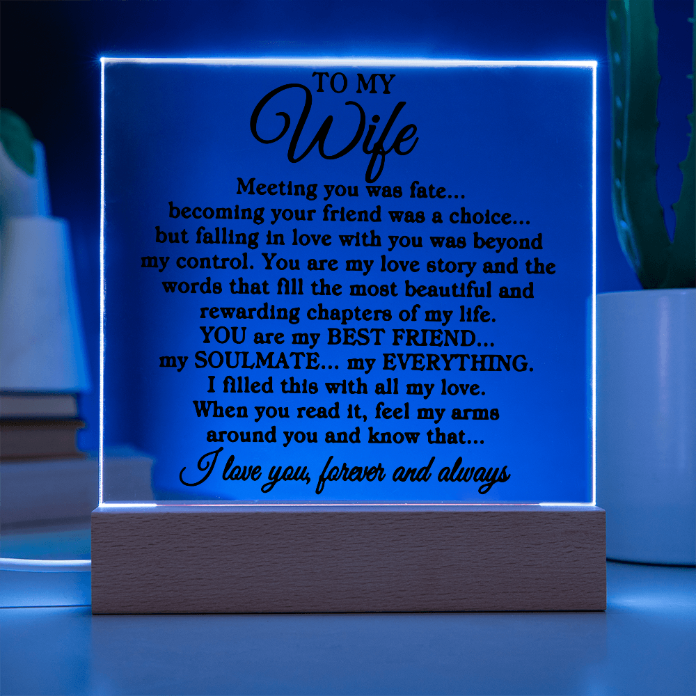 To My Wife "Meeting you" | Square Acrylic Plaque
