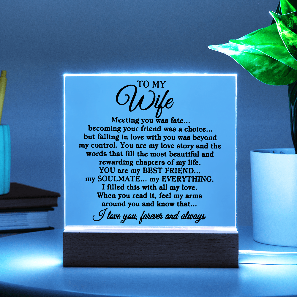 To My Wife "Meeting you" | Square Acrylic Plaque