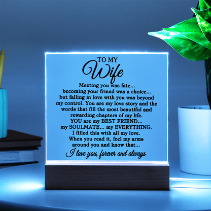 To My Wife "Meeting you" | Square Acrylic Plaque