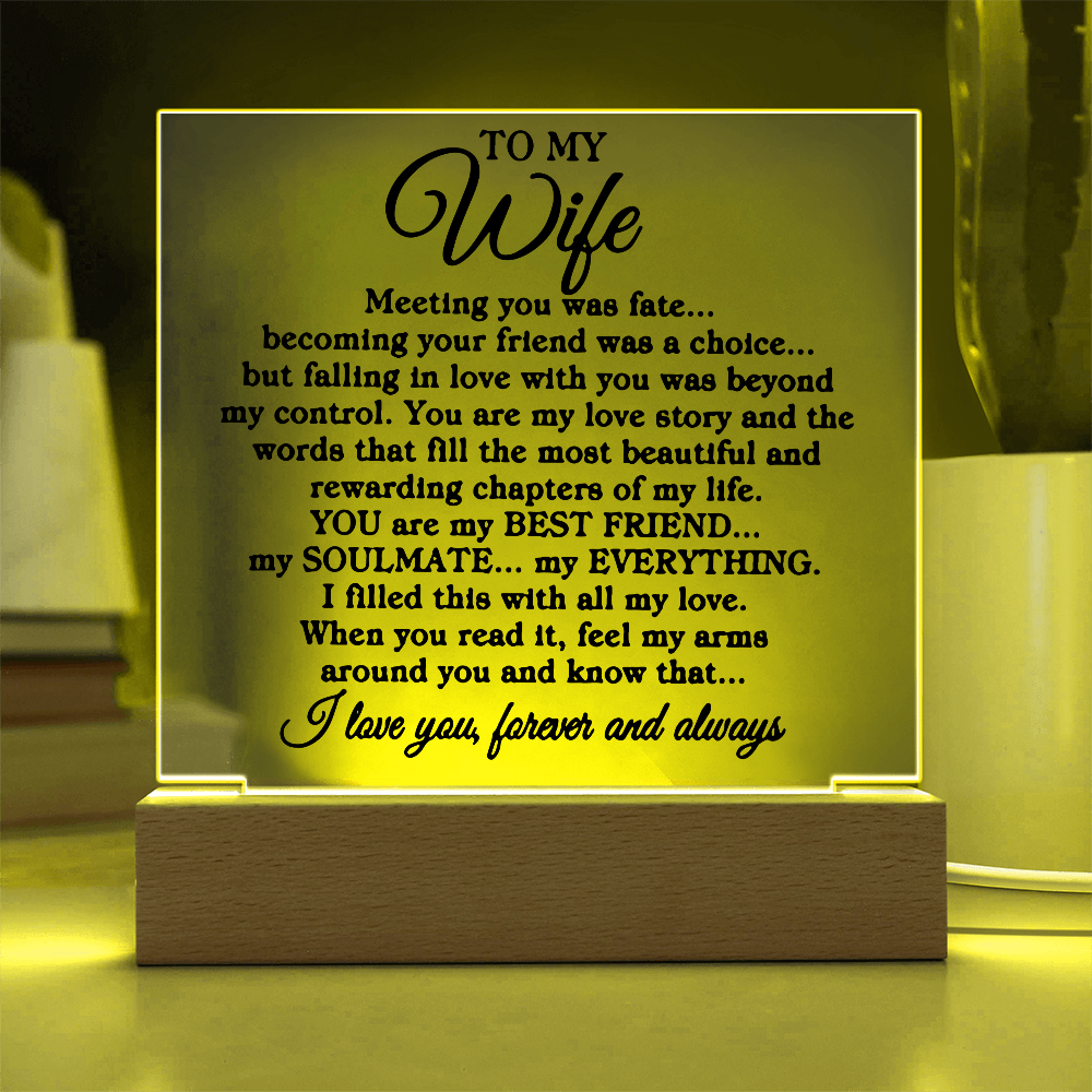 To My Wife "Meeting you" | Square Acrylic Plaque