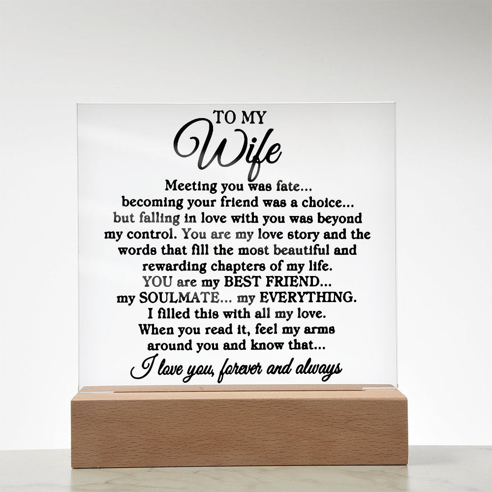 To My Wife "Meeting you" | Square Acrylic Plaque
