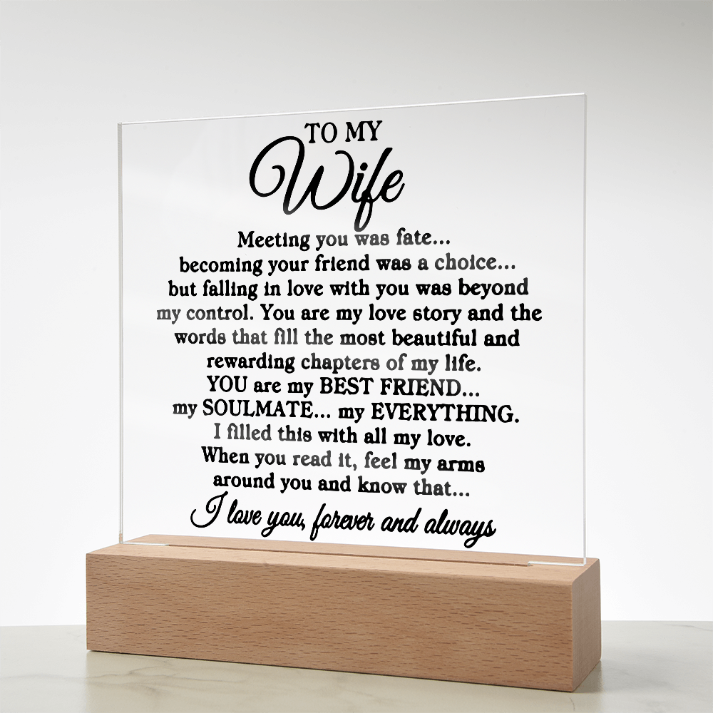 To My Wife "Meeting you" | Square Acrylic Plaque