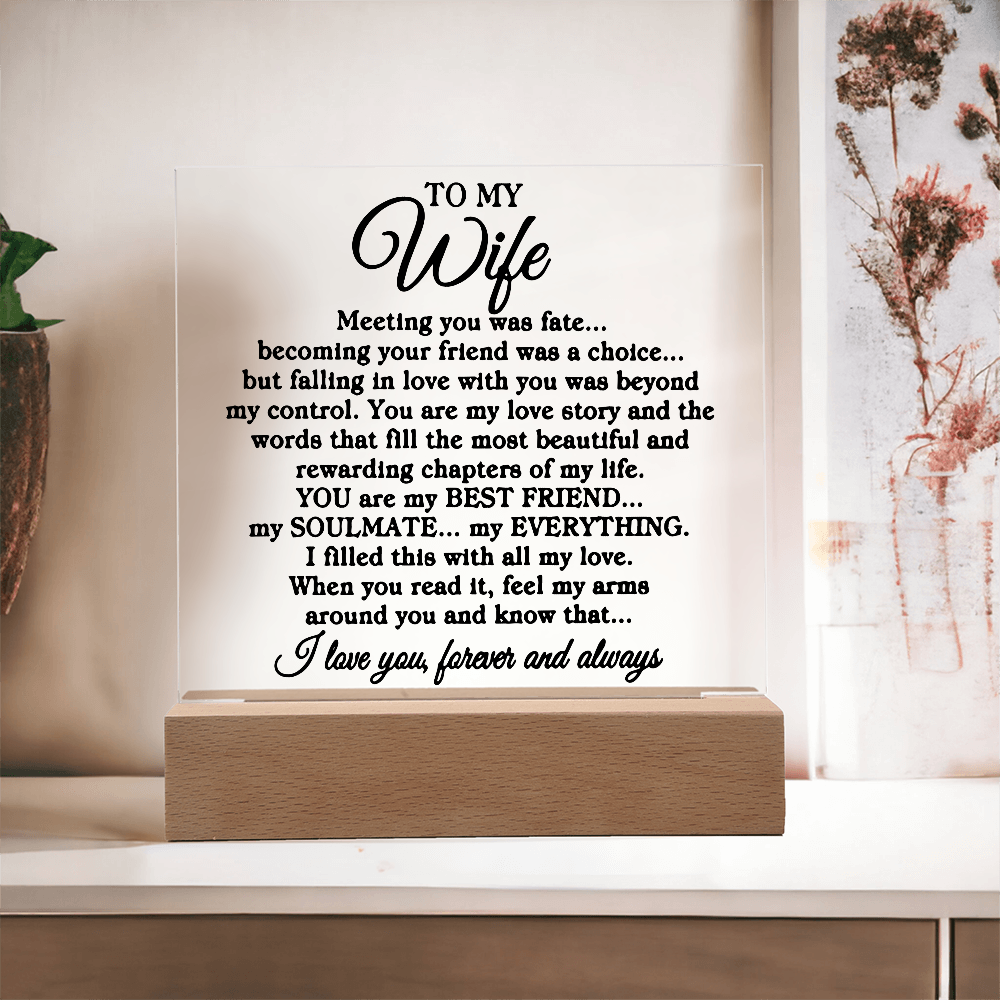 To My Wife "Meeting you" | Square Acrylic Plaque