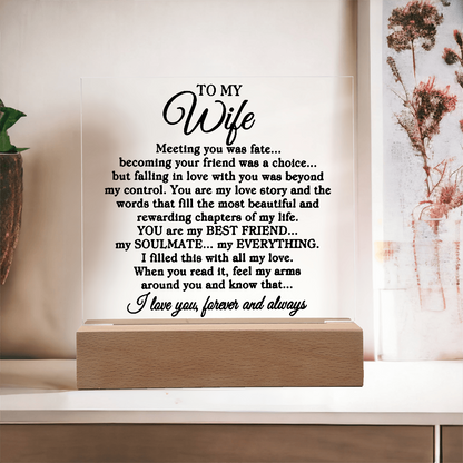 To My Wife "Meeting you" | Square Acrylic Plaque