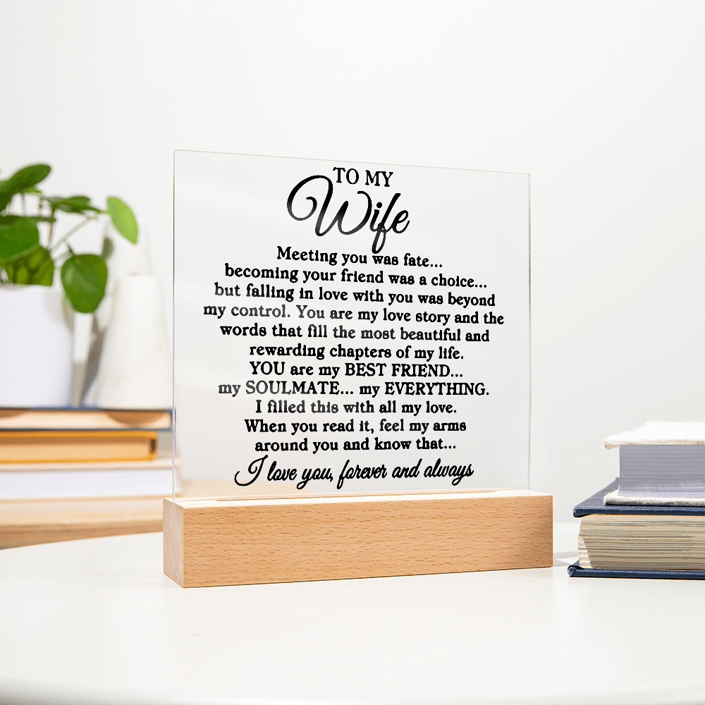 To My Wife "Meeting you" | Square Acrylic Plaque