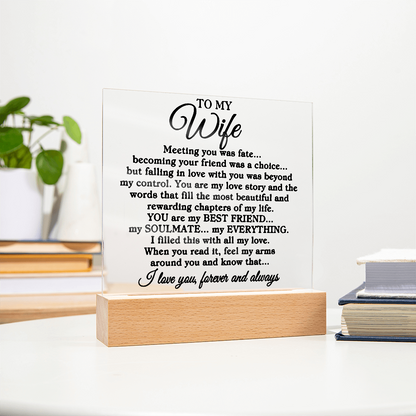 To My Wife "Meeting you" | Square Acrylic Plaque