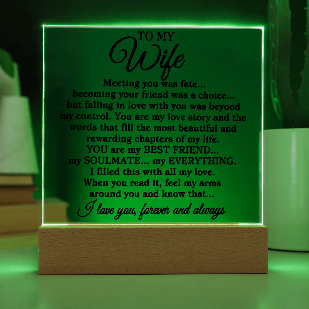 To My Wife "Meeting you" | Square Acrylic Plaque