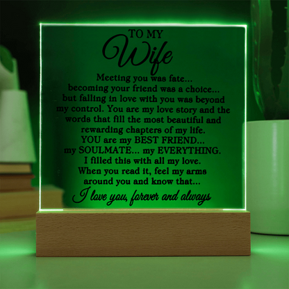 To My Wife "Meeting you" | Square Acrylic Plaque