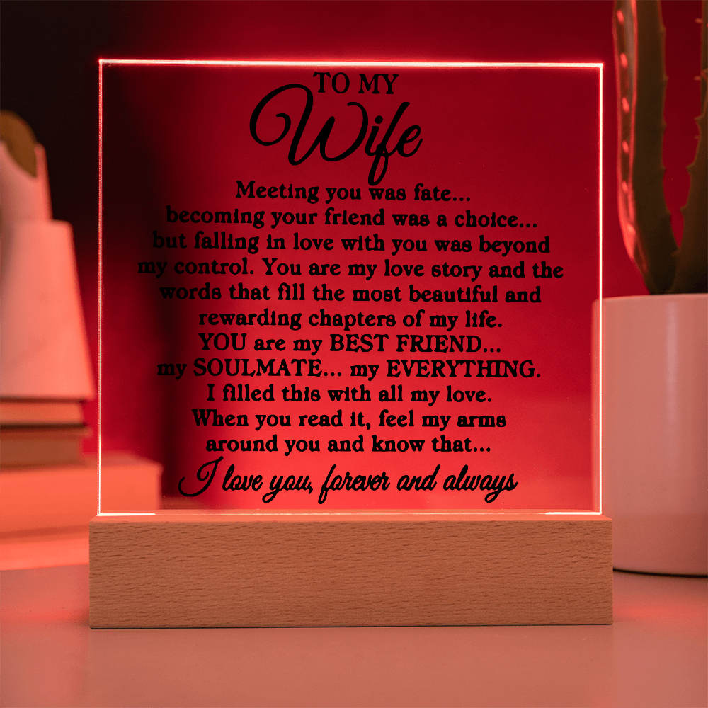 To My Wife "Meeting you" | Square Acrylic Plaque