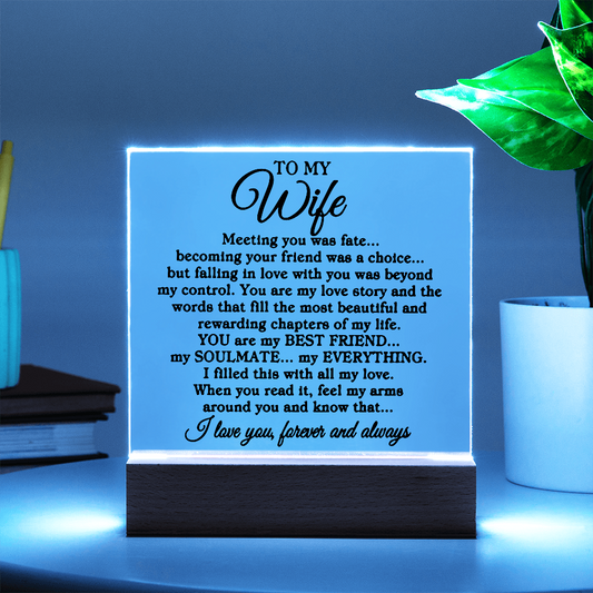 To My Wife "Meeting you" | Square Acrylic Plaque